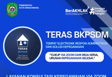 Halo Sahabat BKPSDM Kota Singkawang! Kini hadir TERAS BKPSDM (Tempat Elektronik Respon Administrasi dan Solusi Kepegawaian), sebuah inovasi layanan konsultasi kepegawaian berbasis online via Zoom.